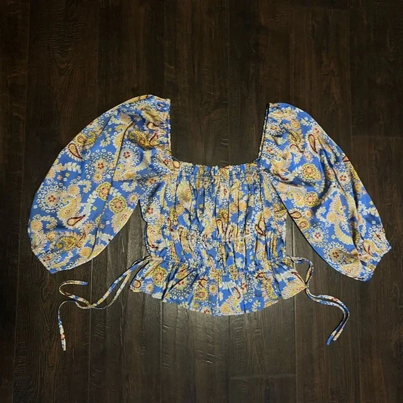Lulus Blue Paisley + Floral Blouse - Picture 8 of 8